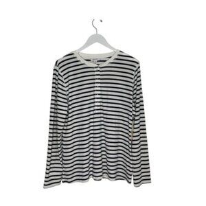 On 34th Blue White Stripe Ribbed Long Sleeve Top Plus Size 2X NWT